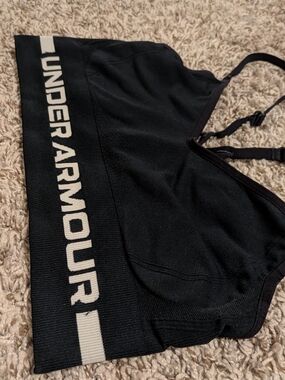 Under Armour Black Sports Bra with White Logo Band